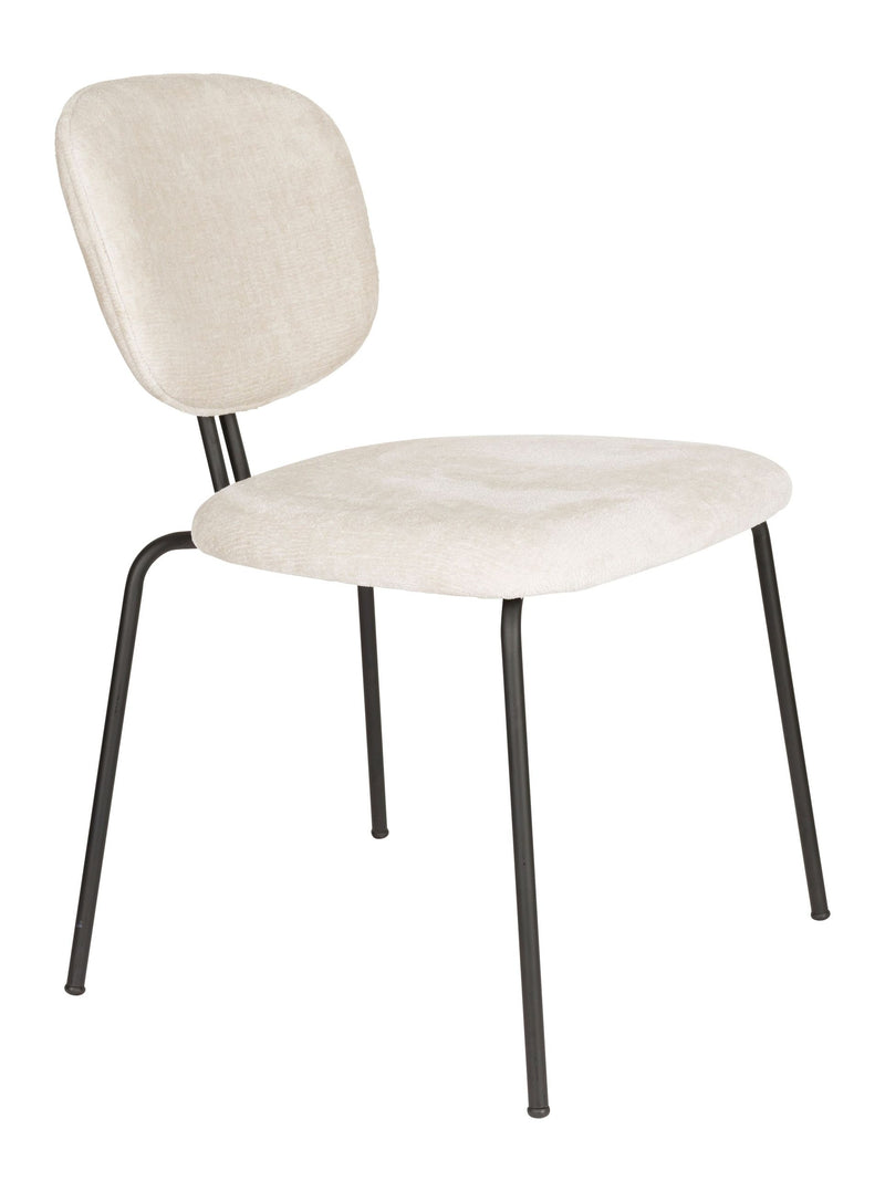 Esszimmerstuhl Bouton im 2er-Set, Off-White mit Gestell aus Eisen