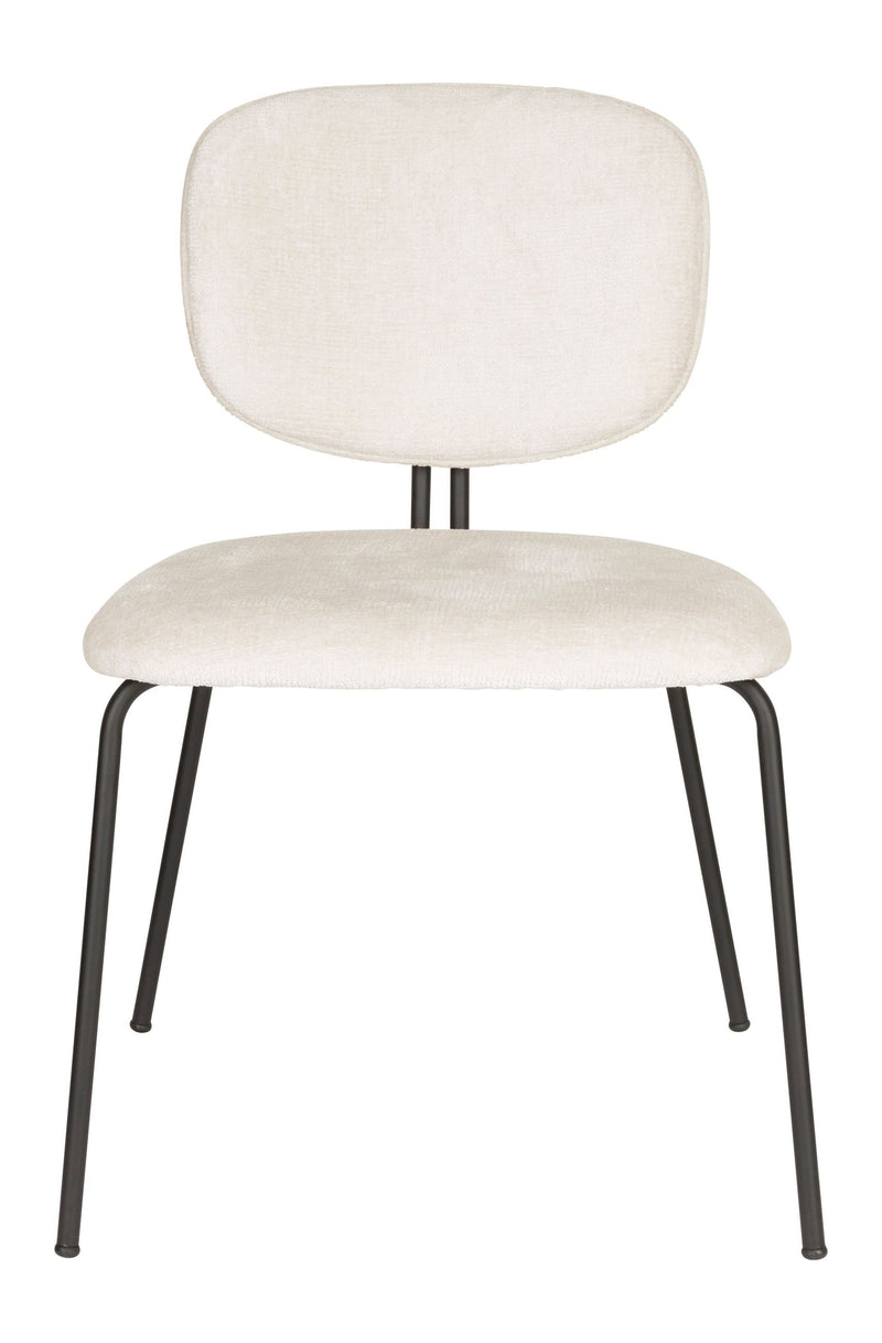 Esszimmerstuhl Bouton im 2er-Set, Off-White mit Gestell aus Eisen