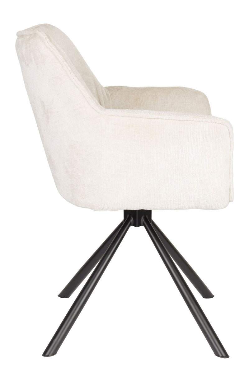 Esszimmerstuhl Kodak im 2er-Set, Beige mit schwarzem Metallgestell