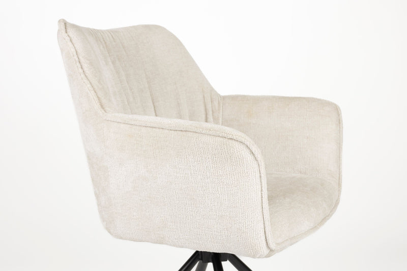 Esszimmerstuhl Kodak im 2er-Set, Beige mit schwarzem Metallgestell