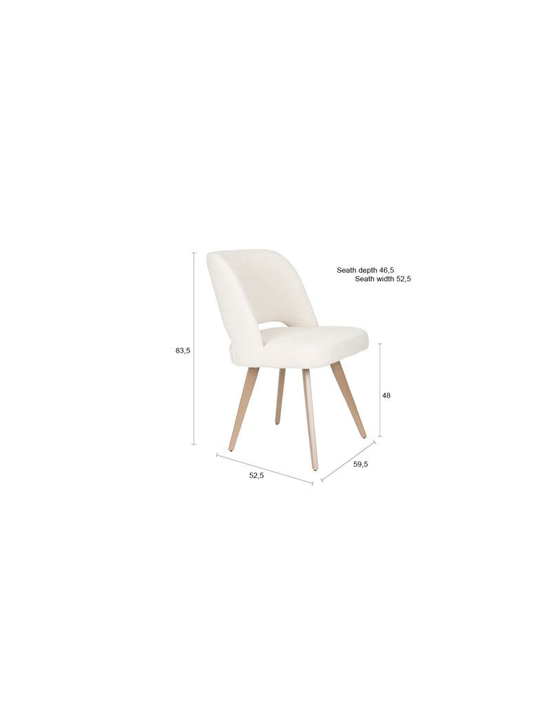 Esszimmerstuhl Yves im 2er-Set, Beige mit Gestell aus Eisen