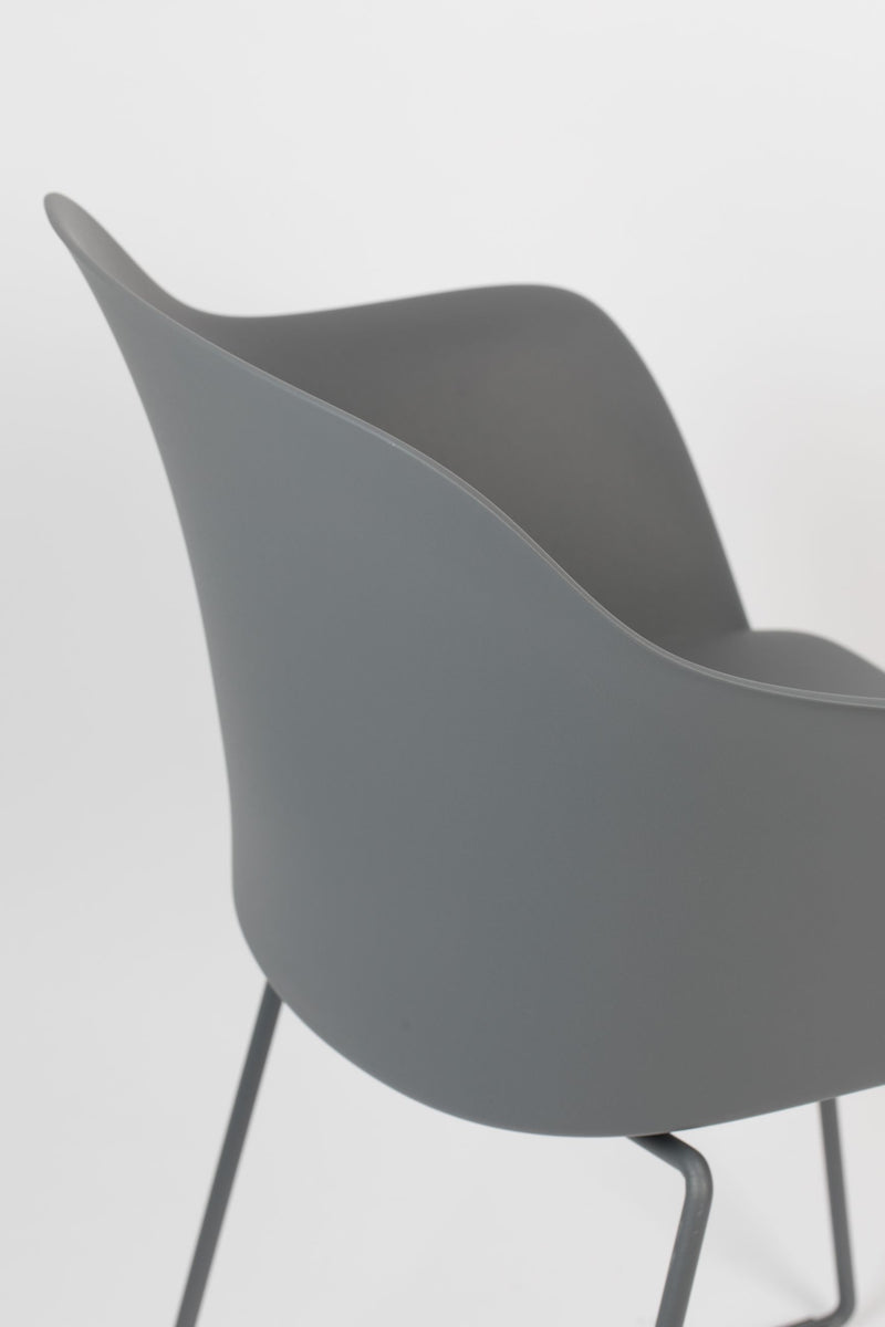 Sessel Tango im 2er-Set, Grau mit Stahlgestell für das Wohnzimmer
