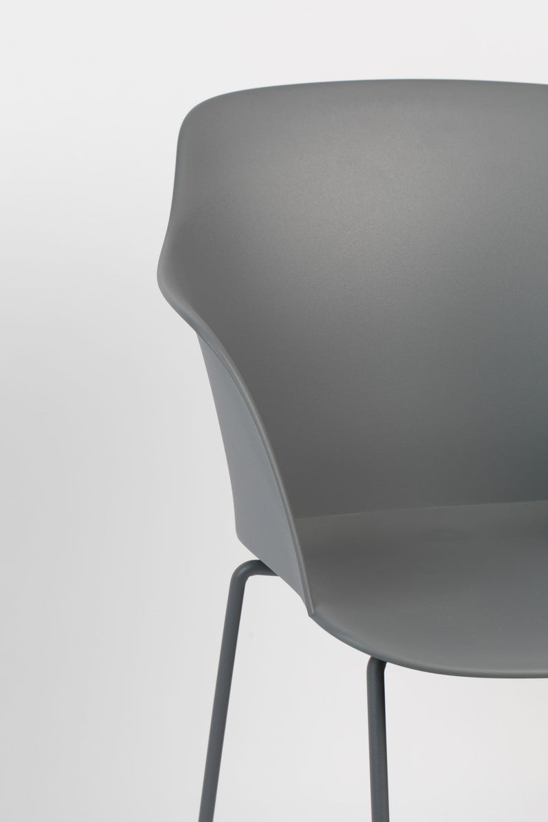 Sessel Tango im 2er-Set, Grau mit Stahlgestell für das Wohnzimmer