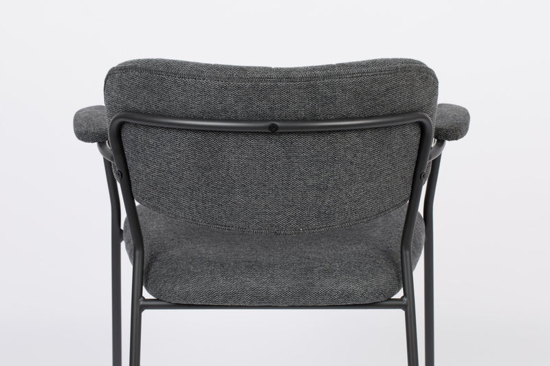 Sessel Jolien im 2er-Set, Grau gepolstert mit schwarzem Metallgestell