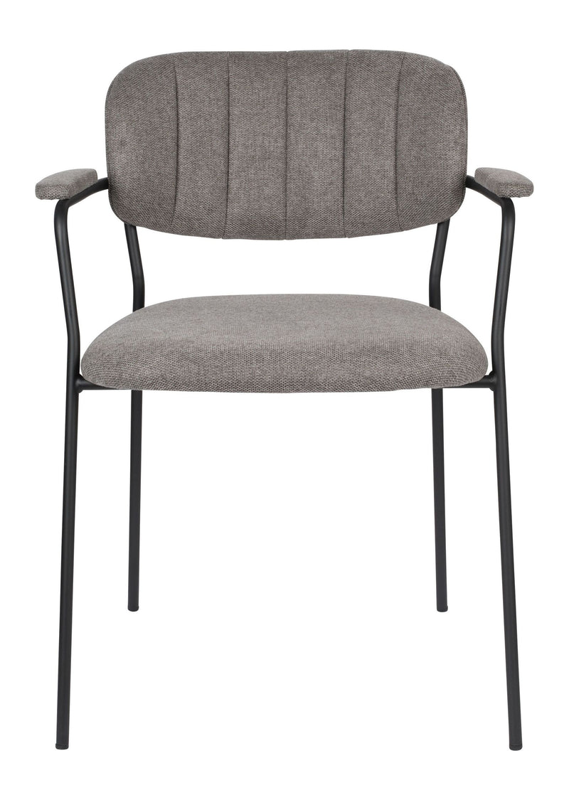 Sessel Jolien im 2er-Set, Grau mit Metallgestell und Stoffbezug