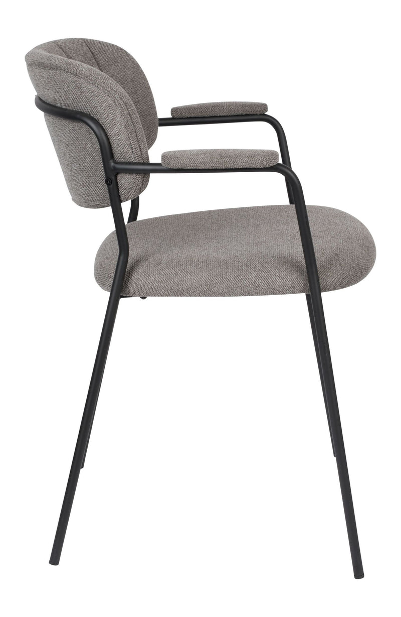 Sessel Jolien im 2er-Set, Grau mit Metallgestell und Stoffbezug