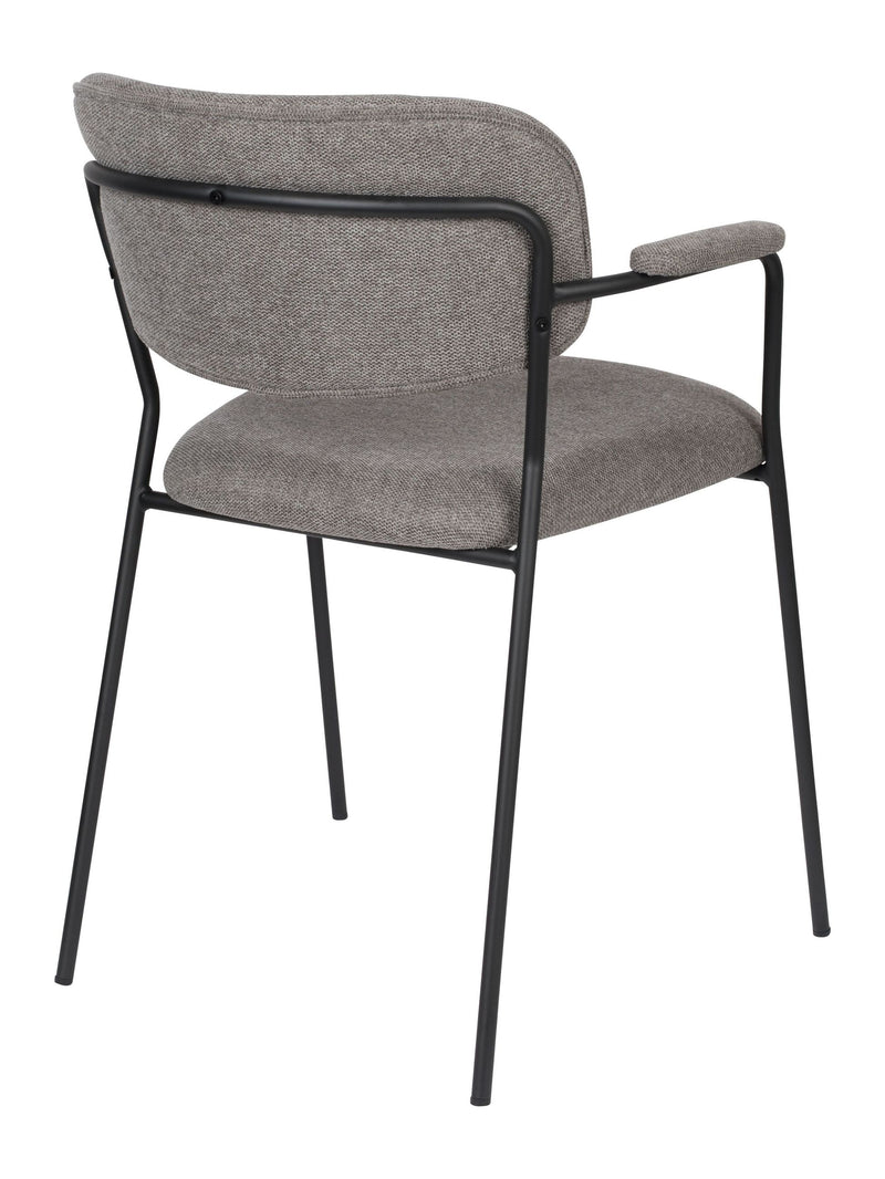 Sessel Jolien im 2er-Set, Grau mit Metallgestell und Stoffbezug