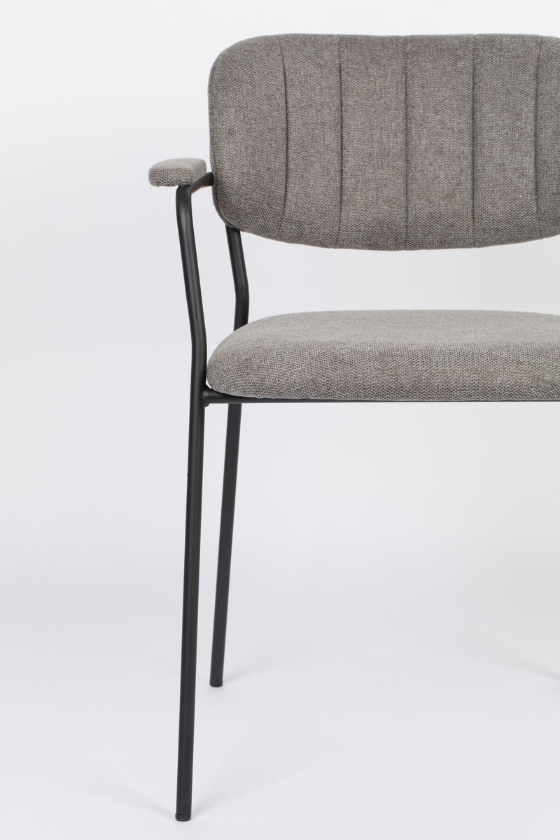 Sessel Jolien im 2er-Set, Grau mit Metallgestell und Stoffbezug