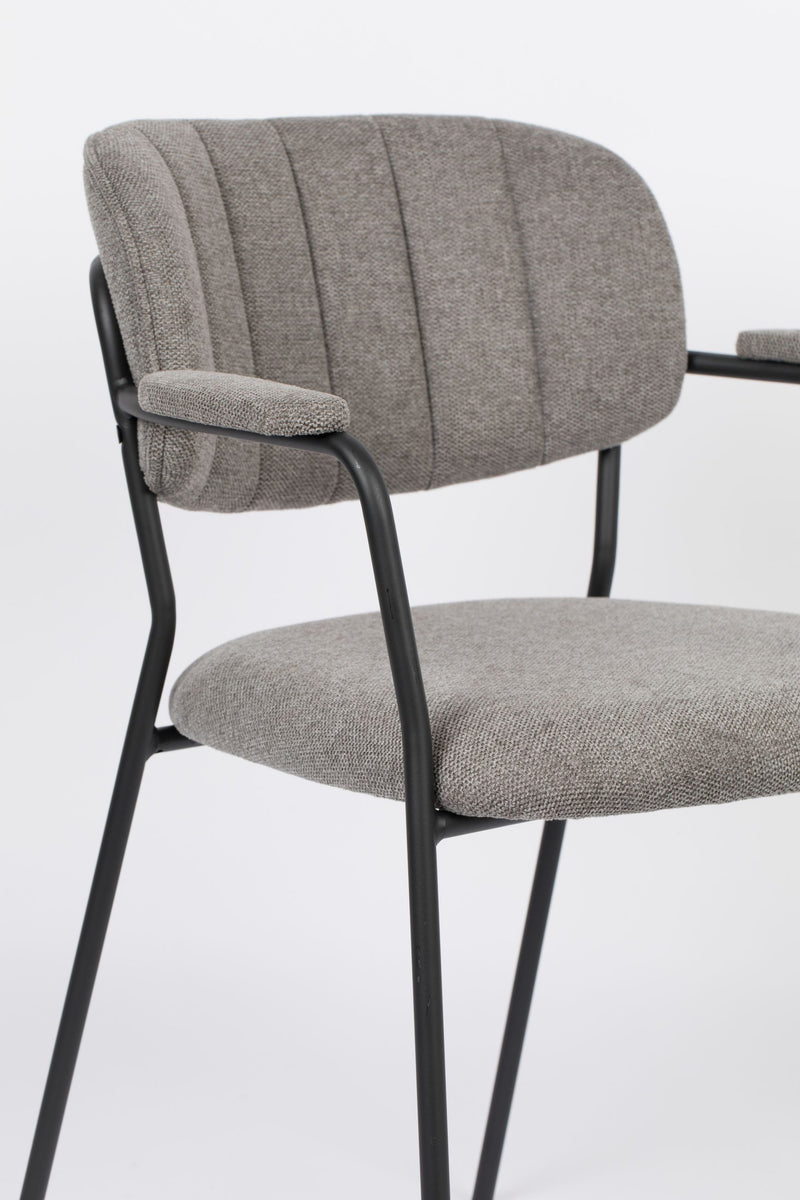 Sessel Jolien im 2er-Set, Grau mit Metallgestell und Stoffbezug
