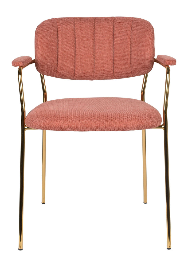 Sessel Jolien im 2er-Set, Rosa gepolstert mit goldenem Metallgestell