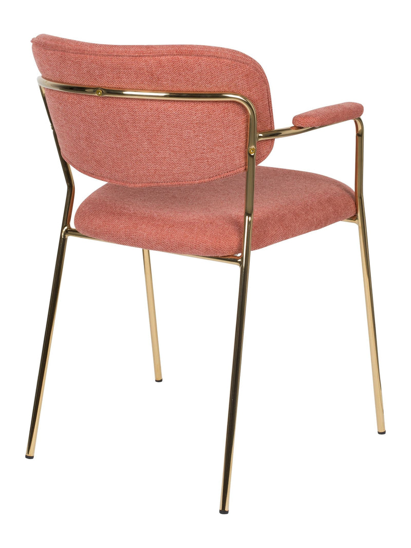 Sessel Jolien im 2er-Set, Rosa gepolstert mit goldenem Metallgestell