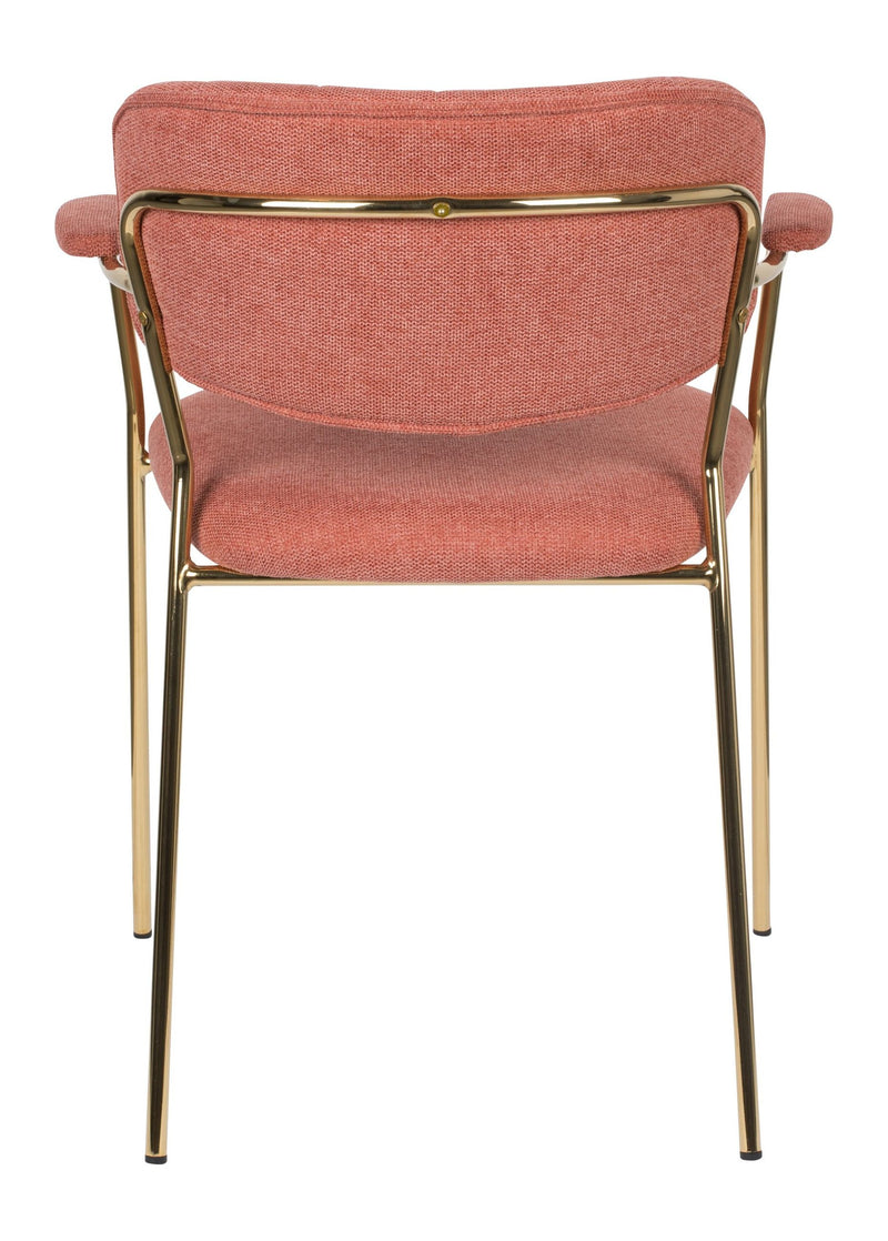 Sessel Jolien im 2er-Set, Rosa gepolstert mit goldenem Metallgestell