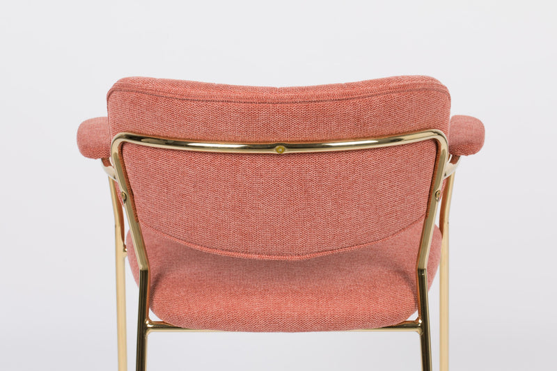 Sessel Jolien im 2er-Set, Rosa gepolstert mit goldenem Metallgestell