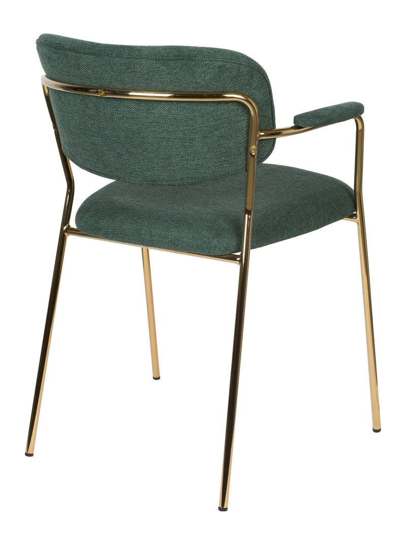 Sessel Jolien im 2er-Set, Dunkelgrün mit goldfarbenem Metallgestell