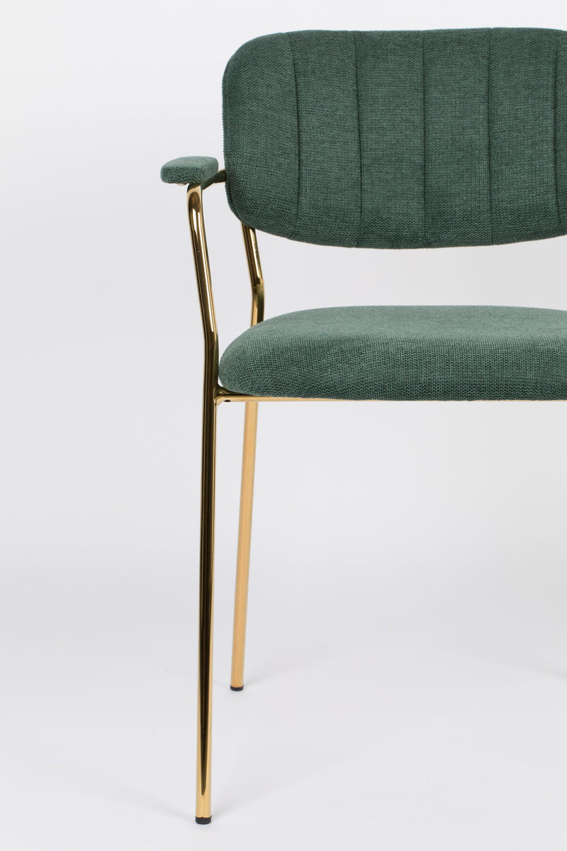 Sessel Jolien im 2er-Set, Dunkelgrün mit goldfarbenem Metallgestell