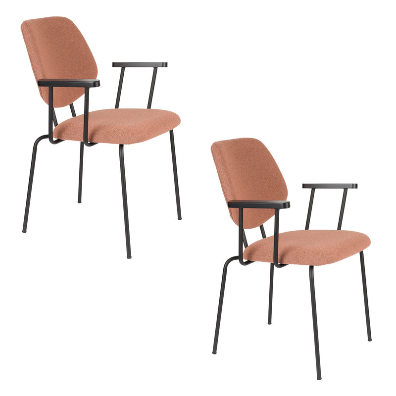 Sessel Zelo im 2er-Set, Pink mit Metallgestell für Esszimmer