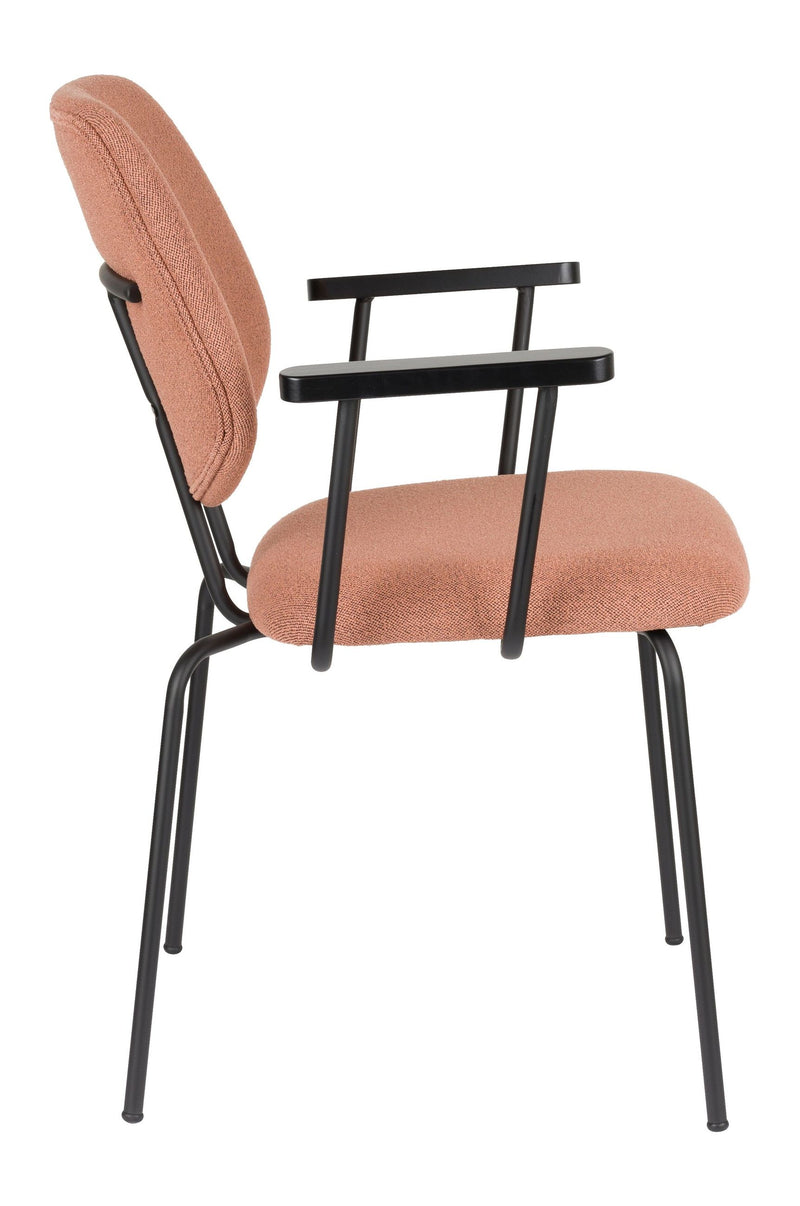 Sessel Zelo im 2er-Set, Pink mit Metallgestell für Esszimmer