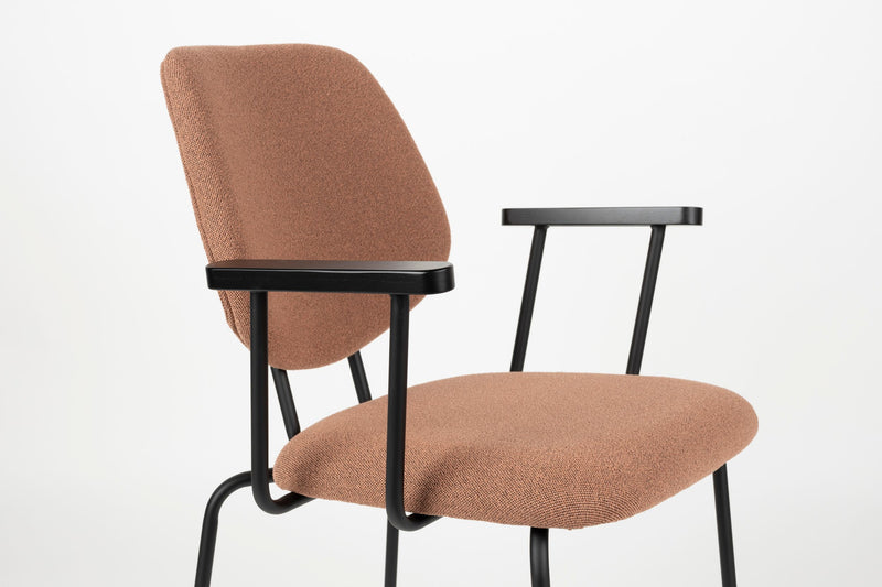 Sessel Zelo im 2er-Set, Pink mit Metallgestell für Esszimmer