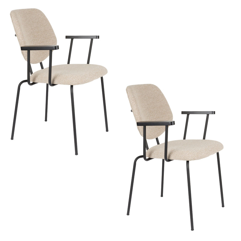 Sessel Zelo im 2er-Set, Beige mit Metallgestell für Esszimmer