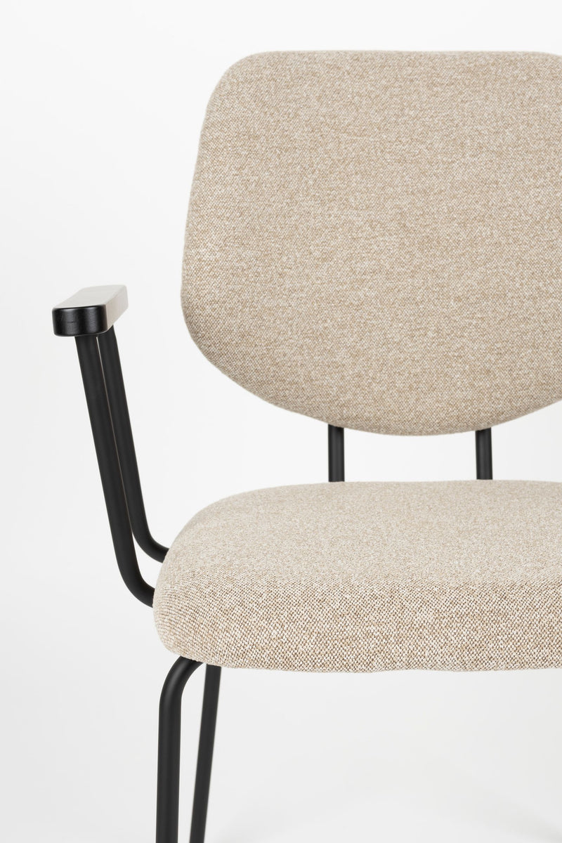 Sessel Zelo im 2er-Set, Beige mit Metallgestell für Esszimmer