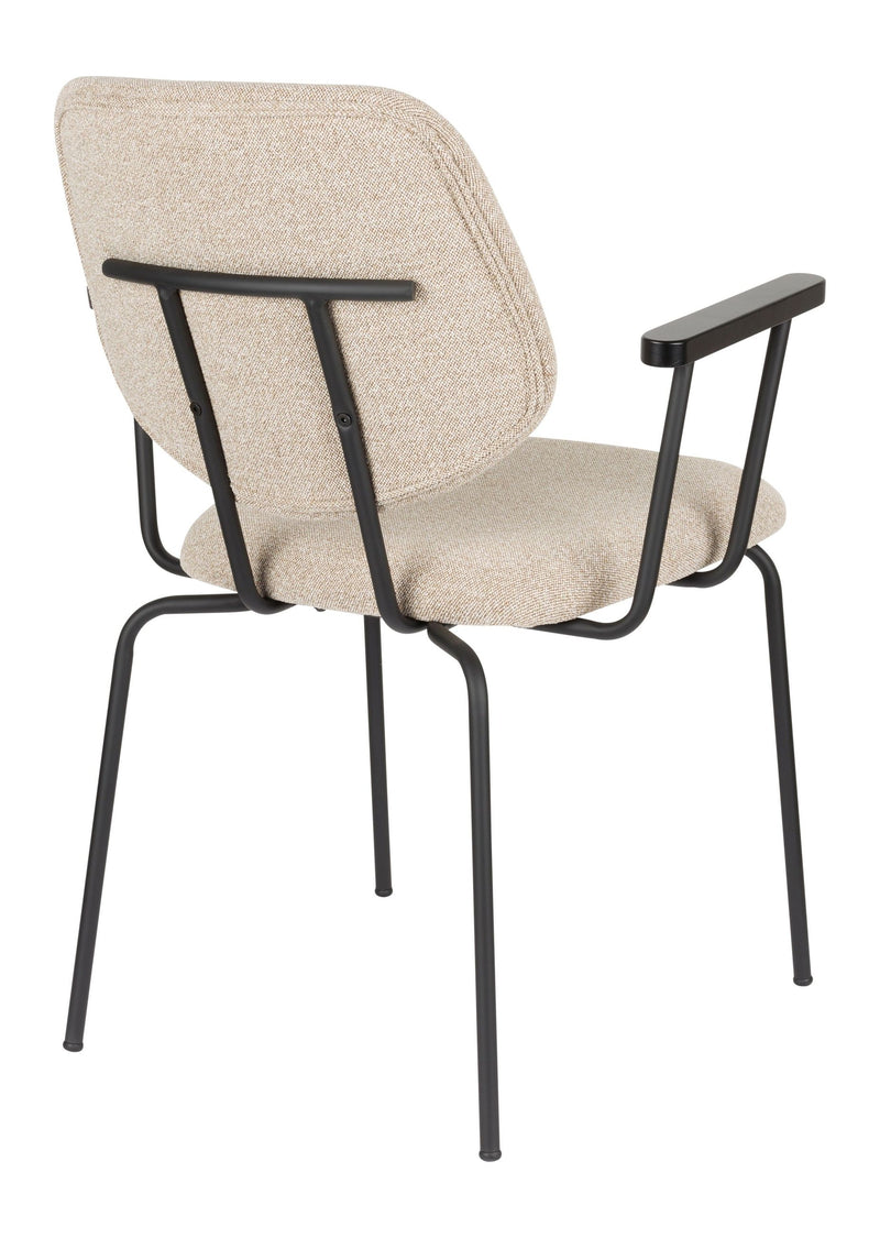 Sessel Zelo im 2er-Set, Beige mit Metallgestell für Esszimmer
