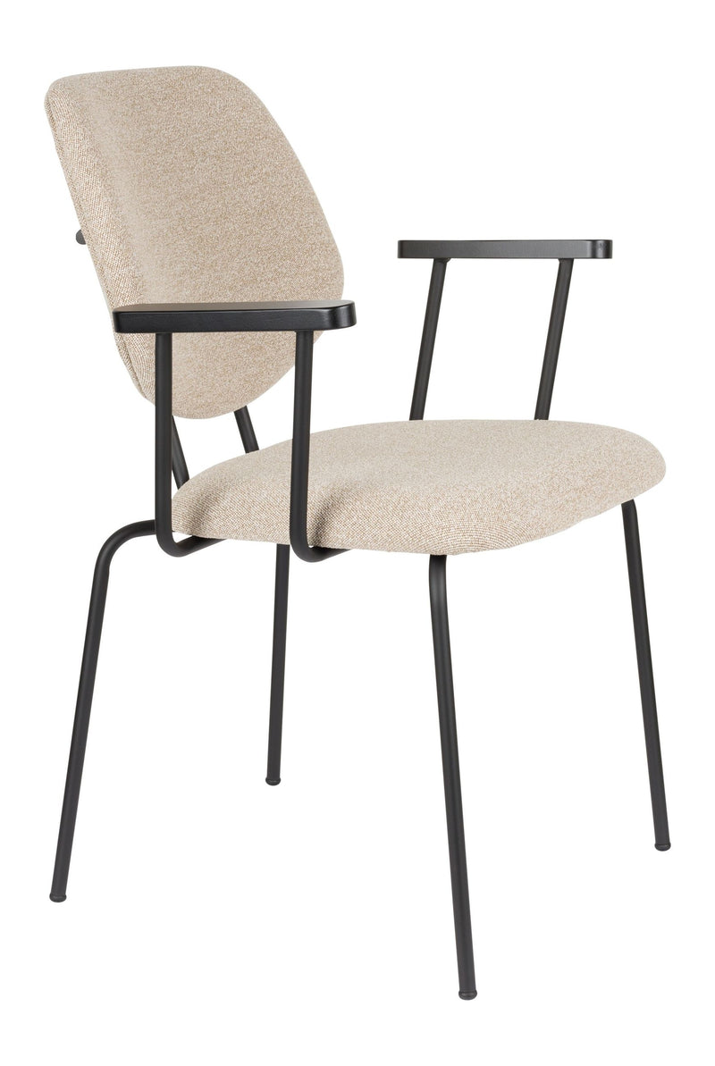 Sessel Zelo im 2er-Set, Beige mit Metallgestell für Esszimmer