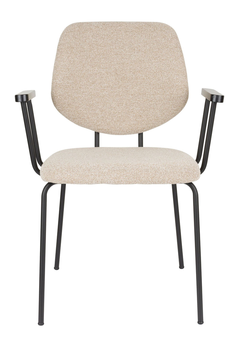 Sessel Zelo im 2er-Set, Beige mit Metallgestell für Esszimmer