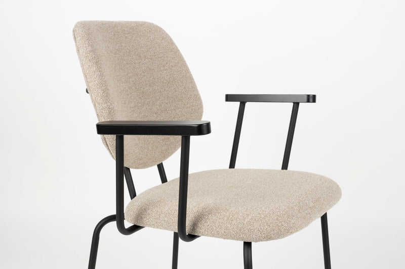Sessel Zelo im 2er-Set, Beige mit Metallgestell für Esszimmer