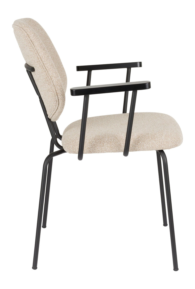 Sessel Zelo im 2er-Set, Beige mit Metallgestell für Esszimmer