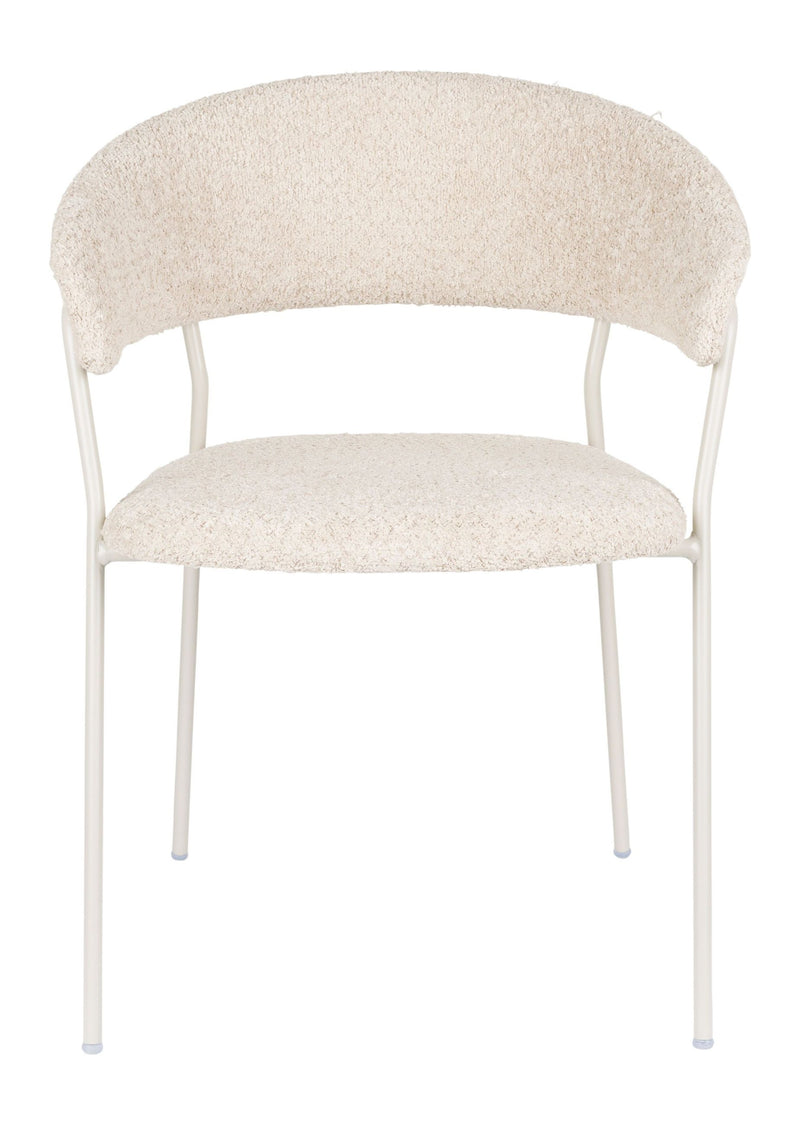 Sessel Zeri im 2er-Set, Off-White mit Metallgestell für Esszimmer