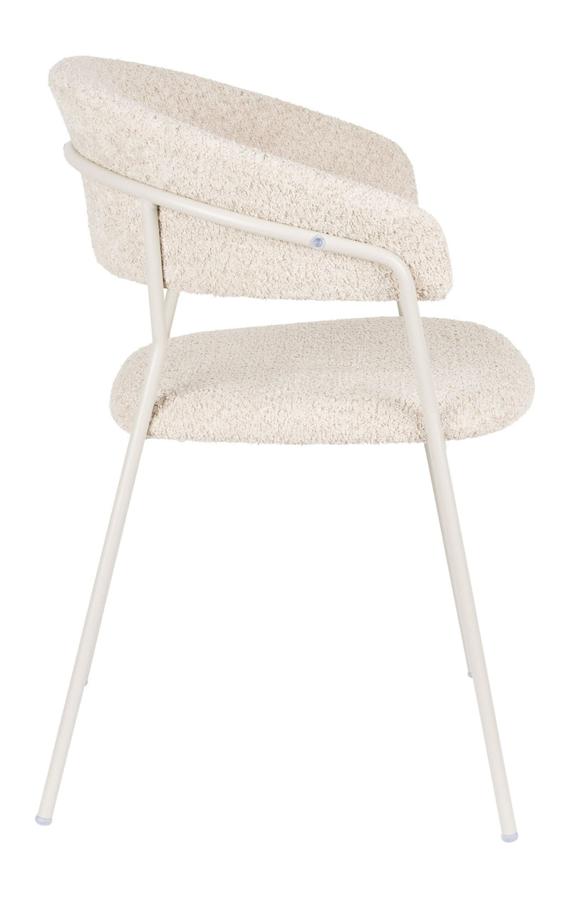 Sessel Zeri im 2er-Set, Off-White mit Metallgestell für Esszimmer
