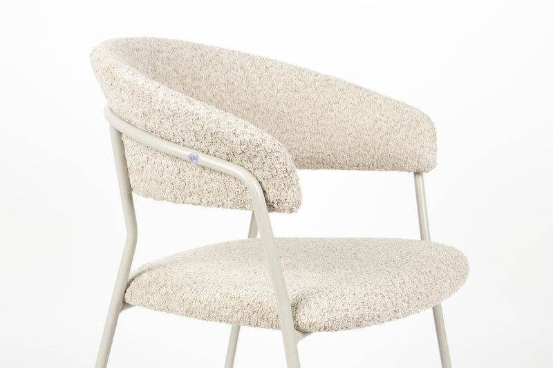 Sessel Zeri im 2er-Set, Off-White mit Metallgestell für Esszimmer