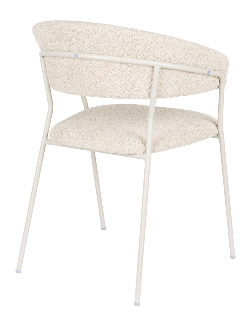 Sessel Zeri im 2er-Set, Off-White mit Metallgestell für Esszimmer
