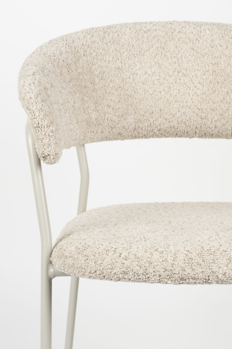 Sessel Zeri im 2er-Set, Off-White mit Metallgestell für Esszimmer