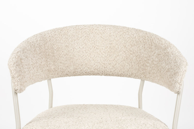 Sessel Zeri im 2er-Set, Off-White mit Metallgestell für Esszimmer