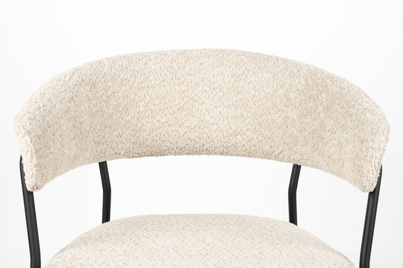 Sessel Zeri im 2er-Set, Beige mit schwarzem Gestell fürs Esszimmer