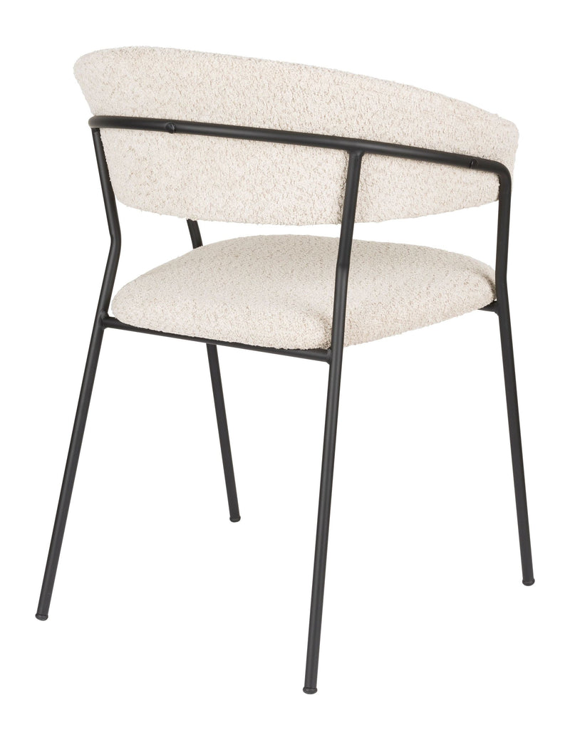 Sessel Zeri im 2er-Set, Beige mit schwarzem Gestell fürs Esszimmer