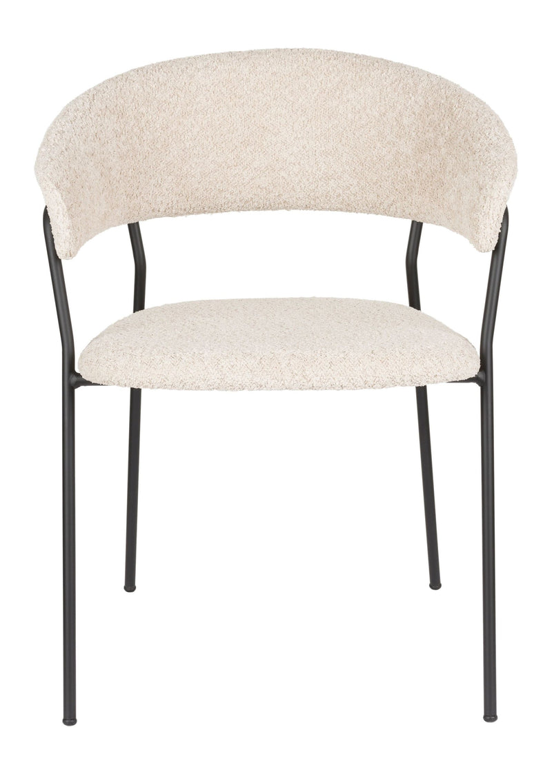 Sessel Zeri im 2er-Set, Beige mit schwarzem Gestell fürs Esszimmer