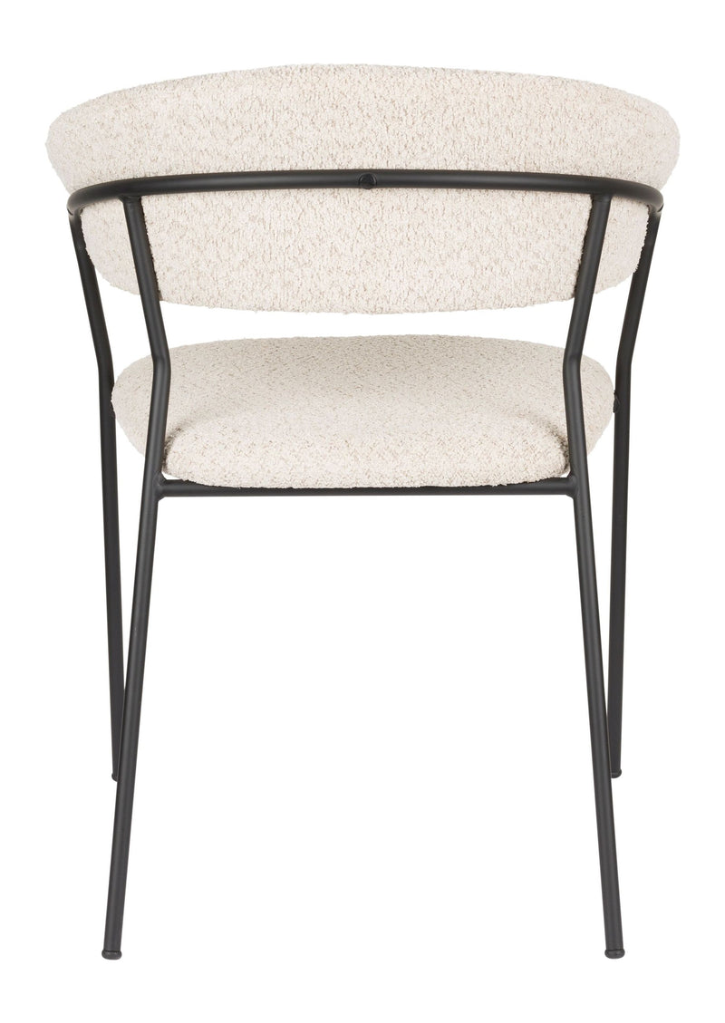 Sessel Zeri im 2er-Set, Beige mit schwarzem Gestell fürs Esszimmer