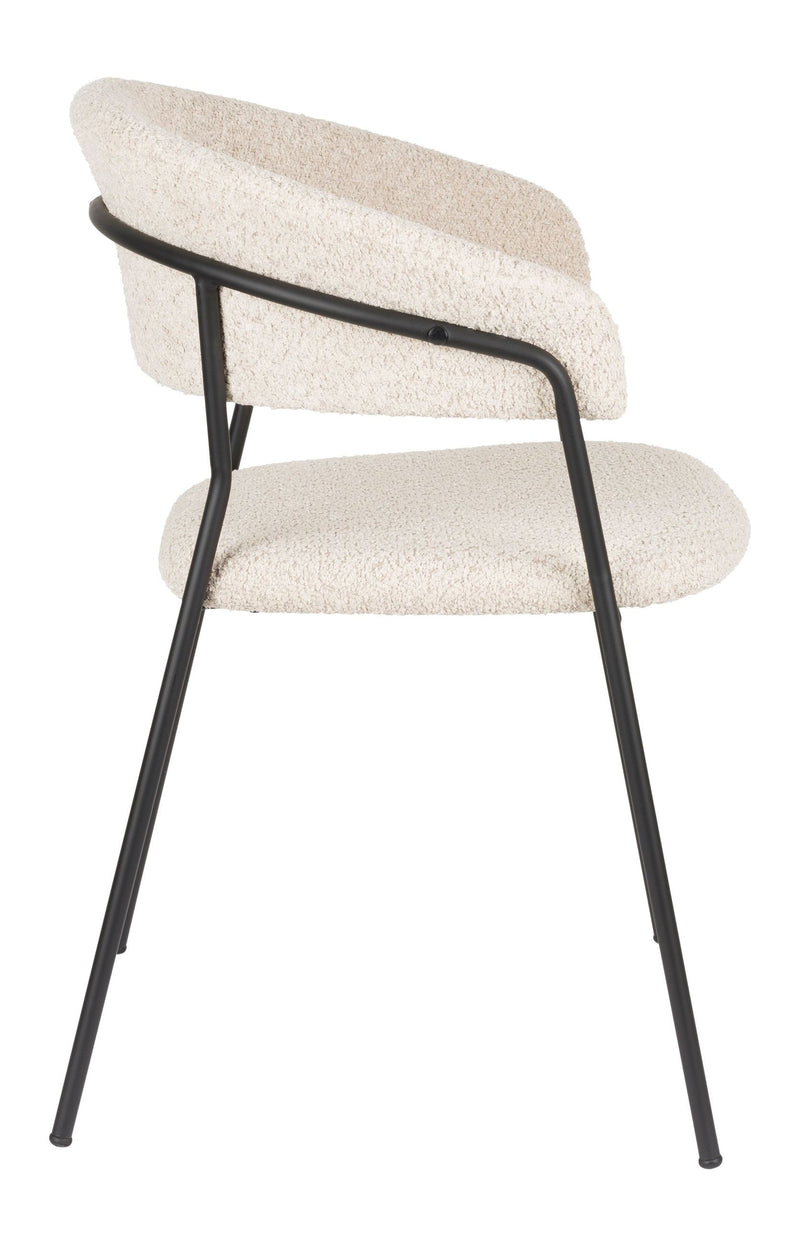 Sessel Zeri im 2er-Set, Beige mit schwarzem Gestell fürs Esszimmer