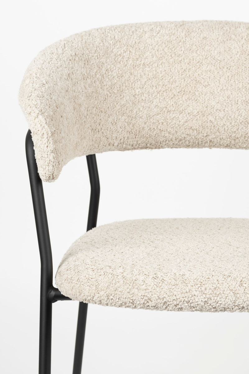 Sessel Zeri im 2er-Set, Beige mit schwarzem Gestell fürs Esszimmer