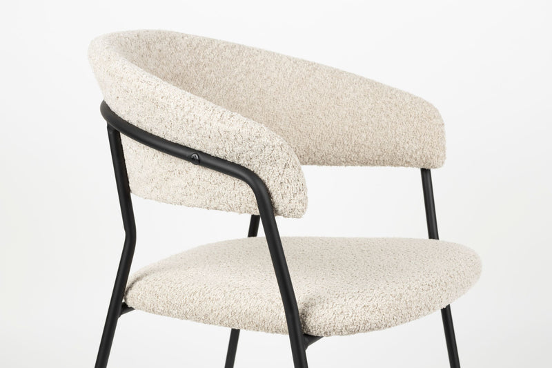 Sessel Zeri im 2er-Set, Beige mit schwarzem Gestell fürs Esszimmer