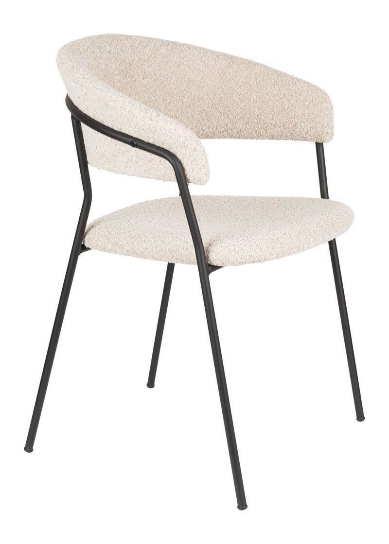 Sessel Zeri im 2er-Set, Beige mit schwarzem Gestell fürs Esszimmer