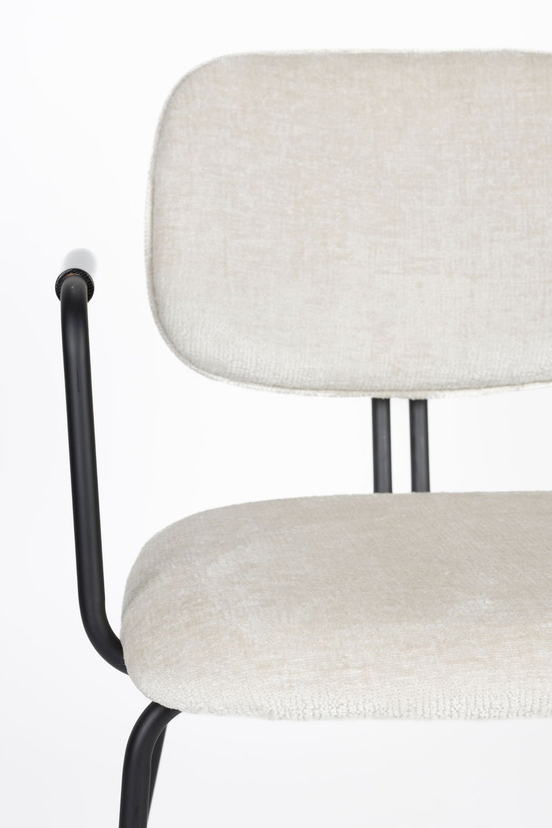Sessel Bouton im 2er-Set, Off-White mit schwarzem Metallgestell