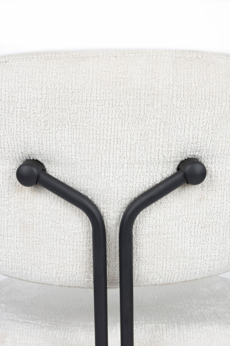 Sessel Bouton im 2er-Set, Off-White mit schwarzem Metallgestell