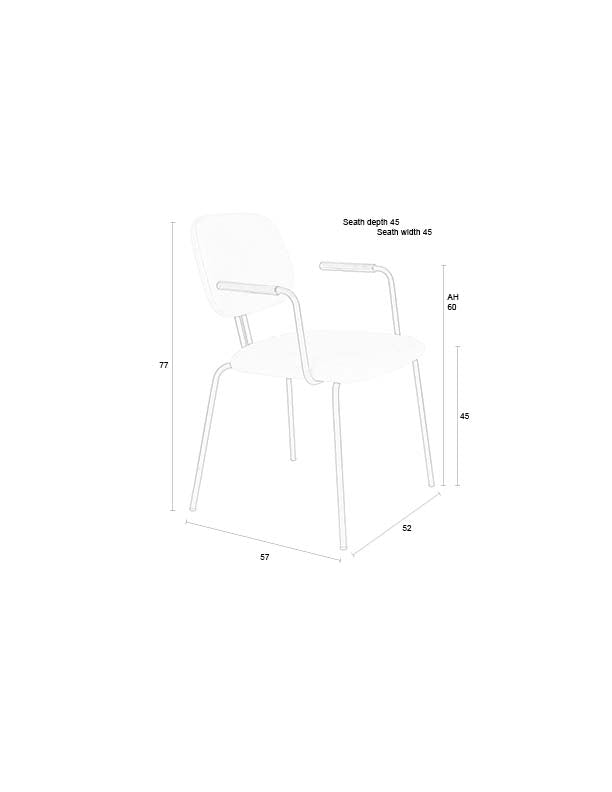 Sessel Bouton im 2er-Set, Off-White mit schwarzem Metallgestell