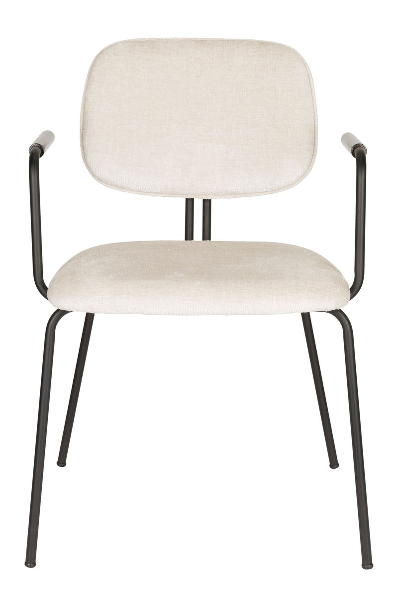 Sessel Bouton im 2er-Set, Off-White mit schwarzem Metallgestell