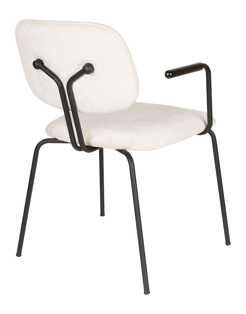 Sessel Bouton im 2er-Set, Off-White mit schwarzem Metallgestell