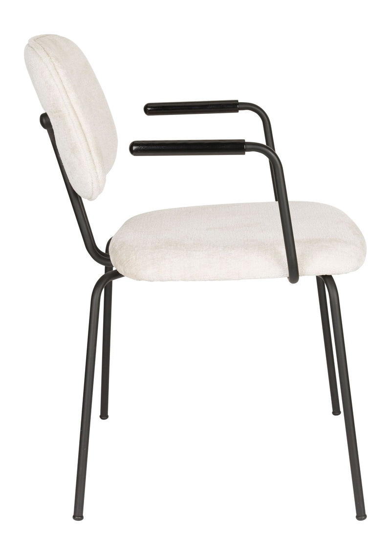 Sessel Bouton im 2er-Set, Off-White mit schwarzem Metallgestell