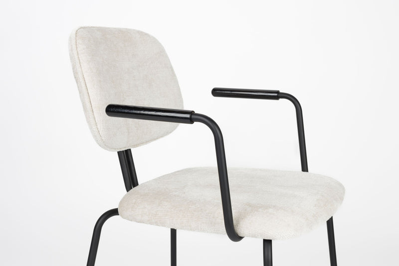 Sessel Bouton im 2er-Set, Off-White mit schwarzem Metallgestell